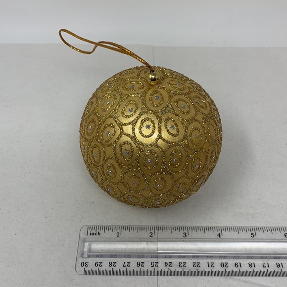Large round gold glitter Christmas tree ornament decoration vintage decor - Picture 4 of 17